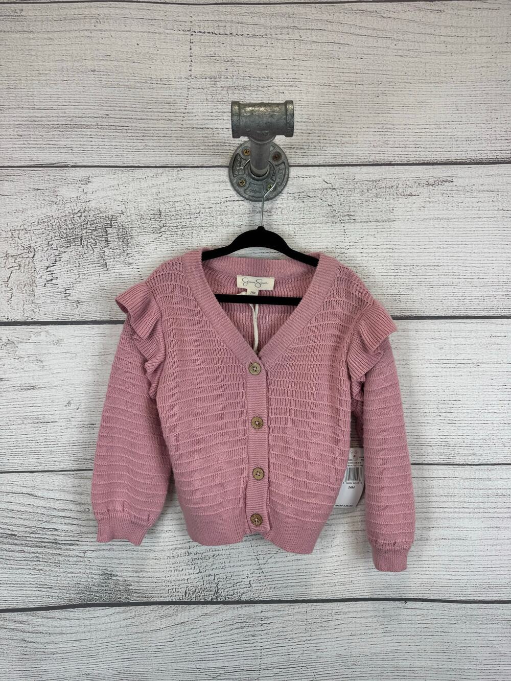 Jessica Simpson Baby Girl Pink Knit Button Up Sweater Cardigan Size 24M